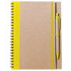 Notizbuch DIN A5 hoch, Umschlag: Karton, Inhalt: 60 blanko Seiten aus Recyclingpapier, inkl. Kugelschreiber