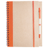 Notizbuch DIN A5 hoch, Umschlag: Karton, Inhalt: 60 blanko Seiten aus Recyclingpapier, inkl. Kugelschreiber