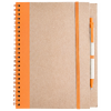 Notizbuch DIN A5 hoch, Umschlag: Karton, Inhalt: 60 blanko Seiten aus Recyclingpapier, inkl. Kugelschreiber