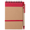 Notizbuch DIN A6 hoch, Umschlag: Karton, Inhalt: 70 linierte Seiten aus Recyclingpapier, inkl. Kugelschreiber