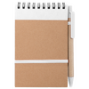 Notizbuch DIN A6 hoch, Umschlag: Karton, Inhalt: 70 linierte Seiten aus Recyclingpapier, inkl. Kugelschreiber